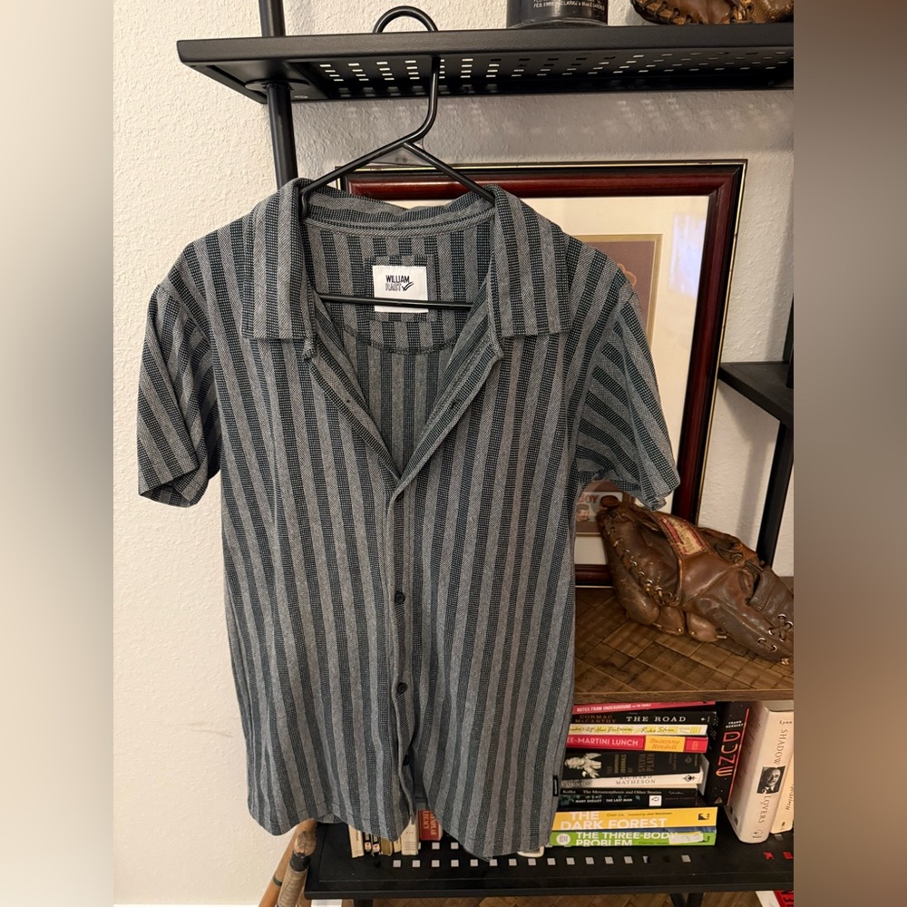 William Rast Gray and Black Striped Shirt